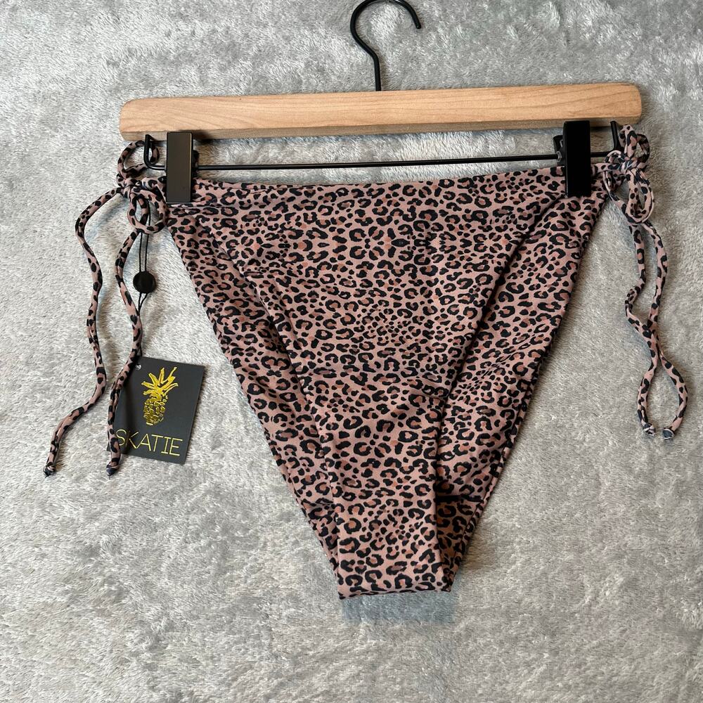 Skatie Leopard Print Tie String Bikini Bottoms Size XL New Sustainable Sexy